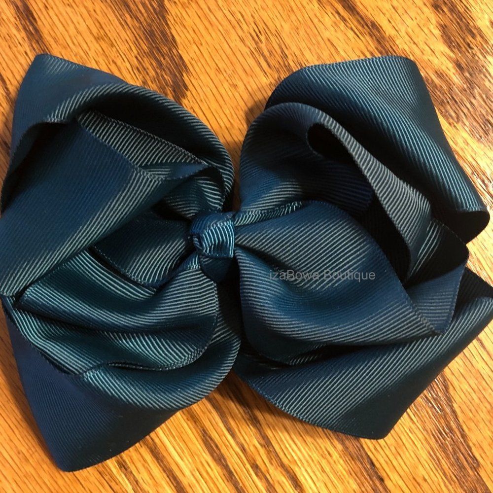 Dark Teal 6" Double Stacked Boutique Bows   (2)  5B2599  Handmade NWT Boutique